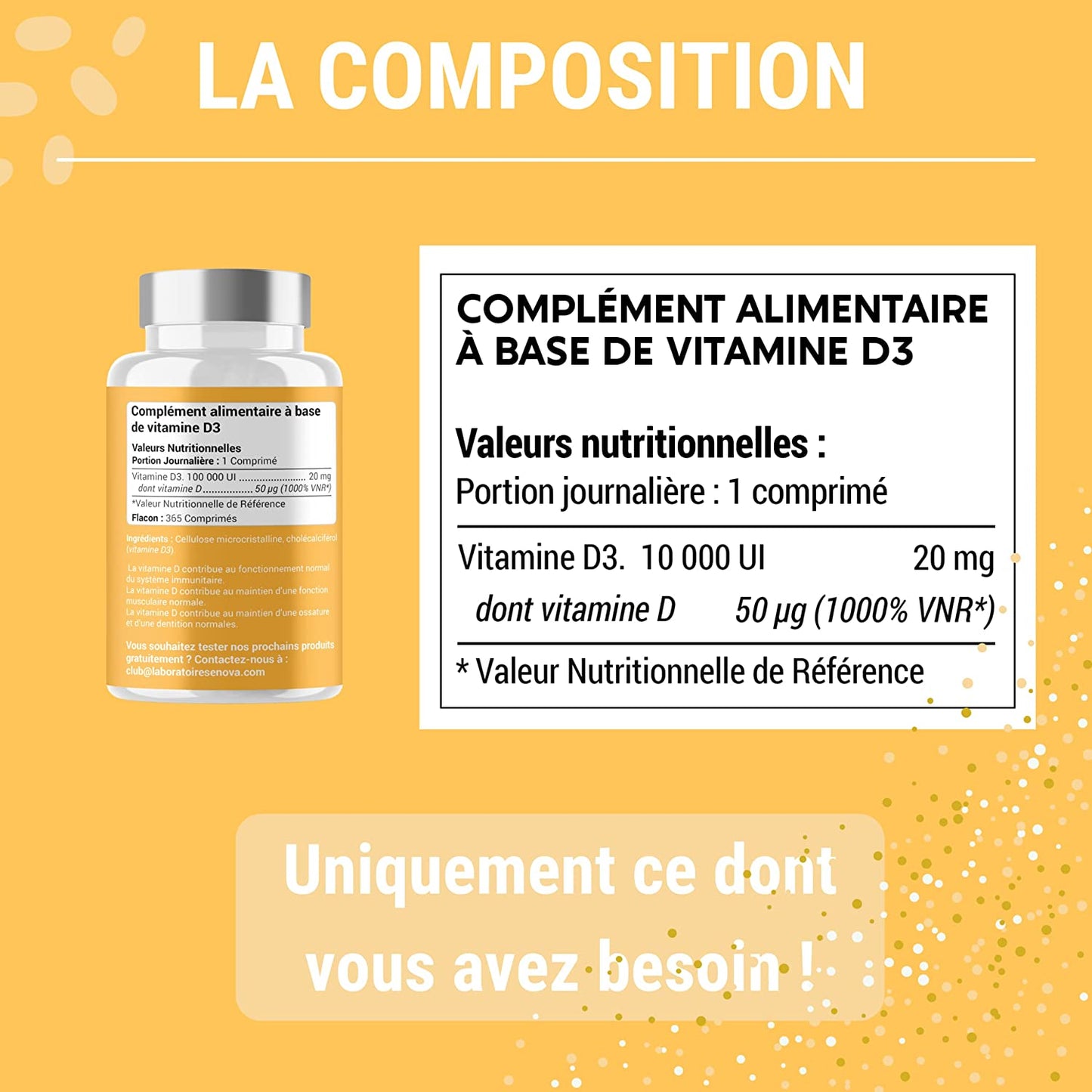 VITAMINE D3 - Immunité, Articulations, Os - 365 comprimés