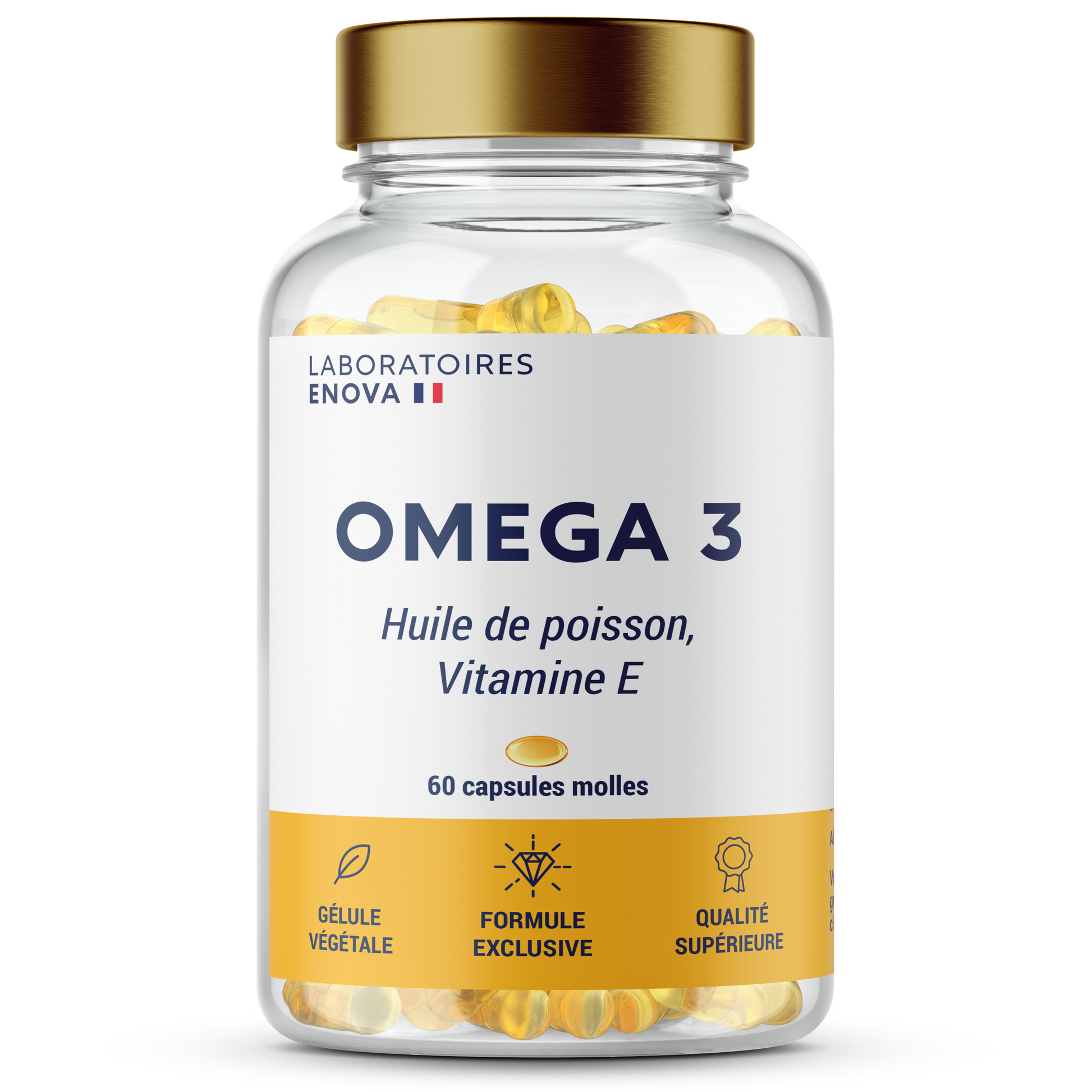 OMEGA 3 - Huile de poisson Ultra concentrée + Vitamine E - Vision